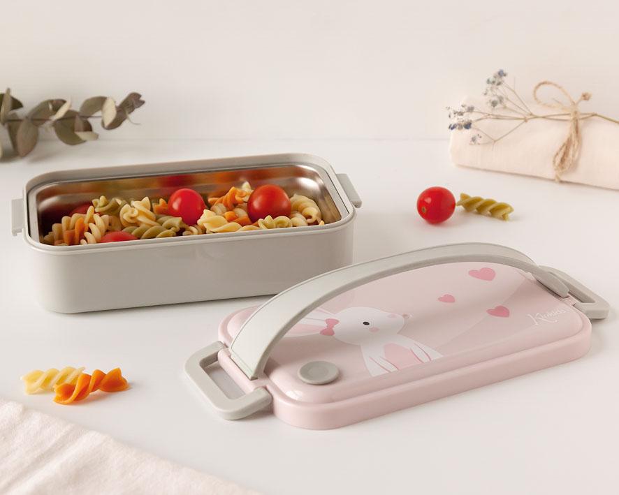 Fiambrera de acero interior rosa Kiokids