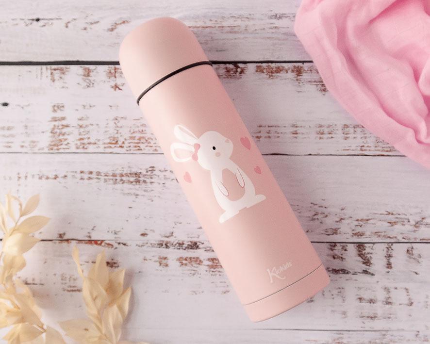 Termo acero 500ml Rosa conejo Kiokids (1)