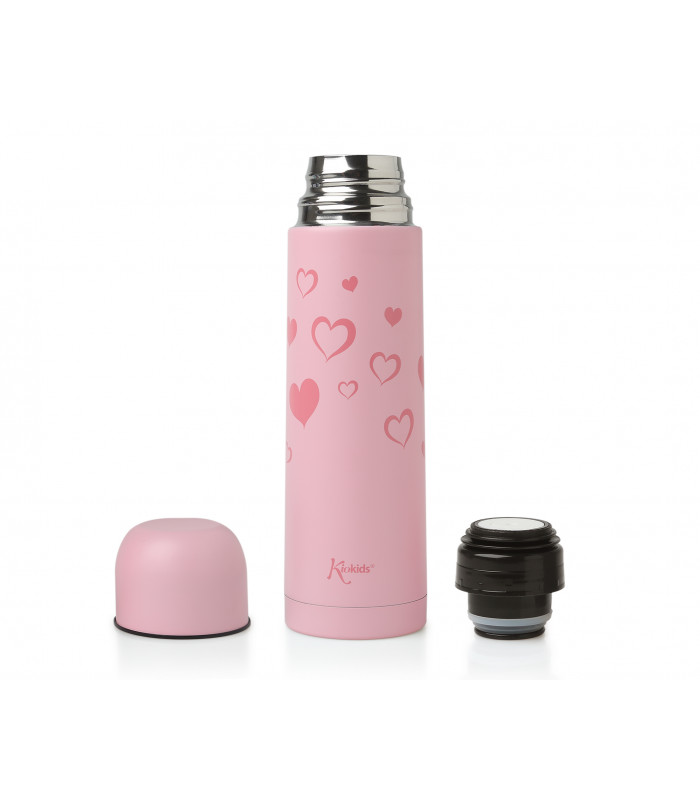 Termo liquidos 500ml Rosa Corazones Kiokids
